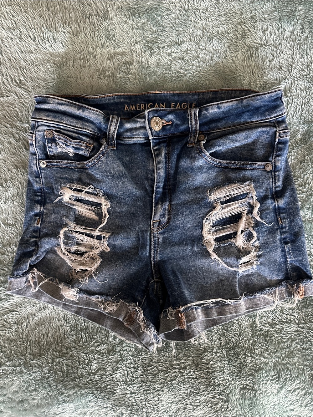 American Eagle Outfitters Blue Distressed Denim Cutoff Shorts
